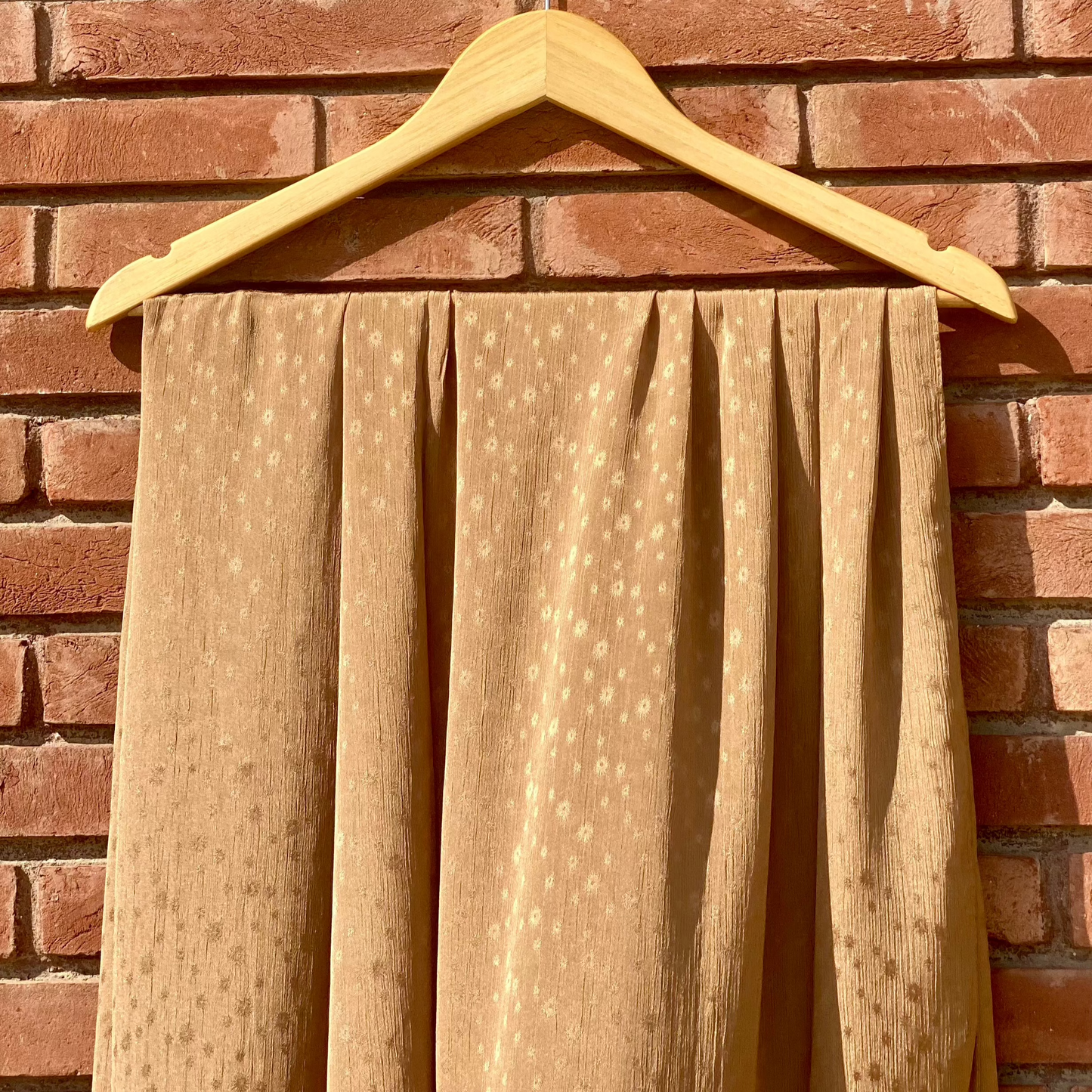 Ochre Brown Printed Silk PS-25-02