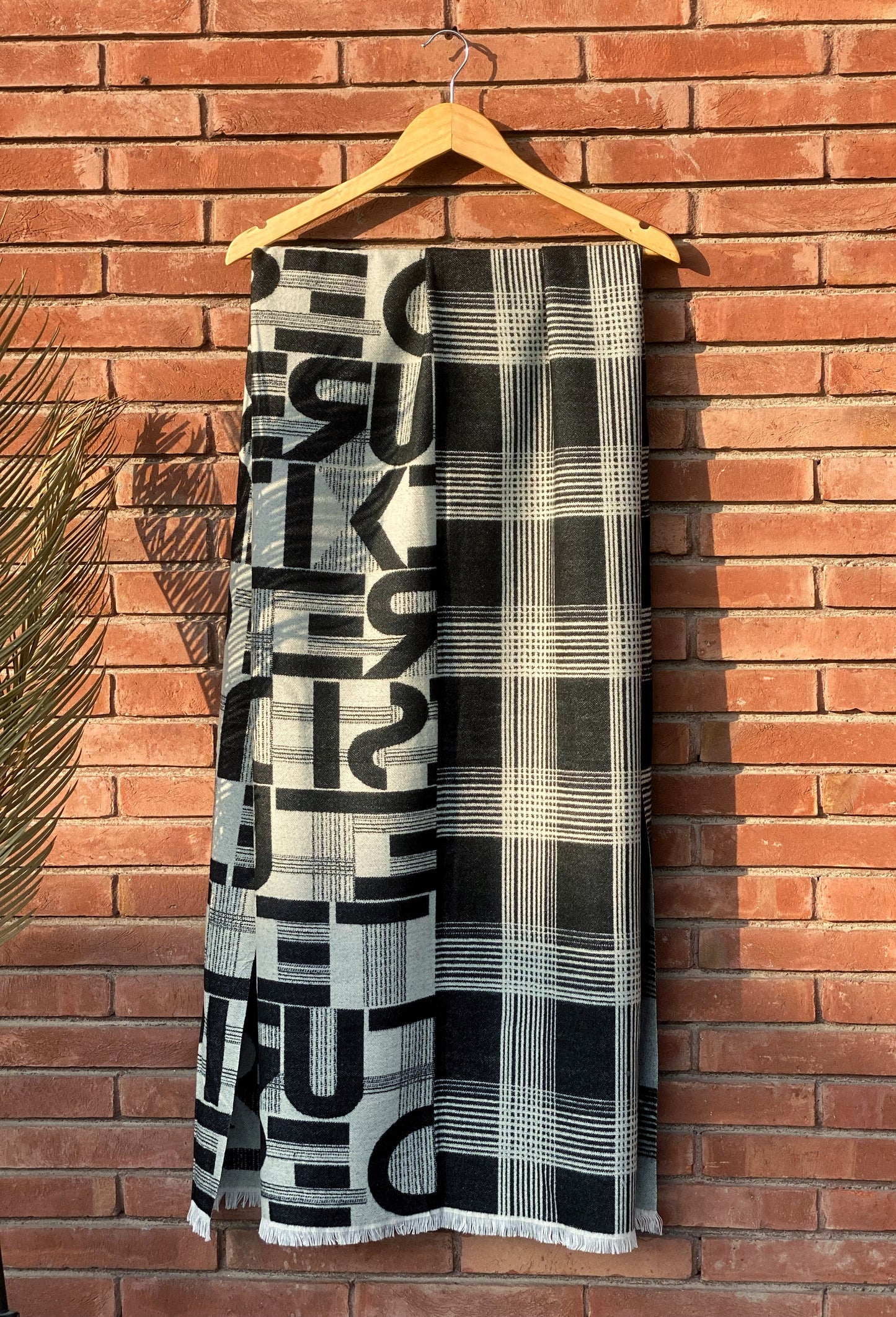 Black Alphabet Wool Scarf WA-25-001