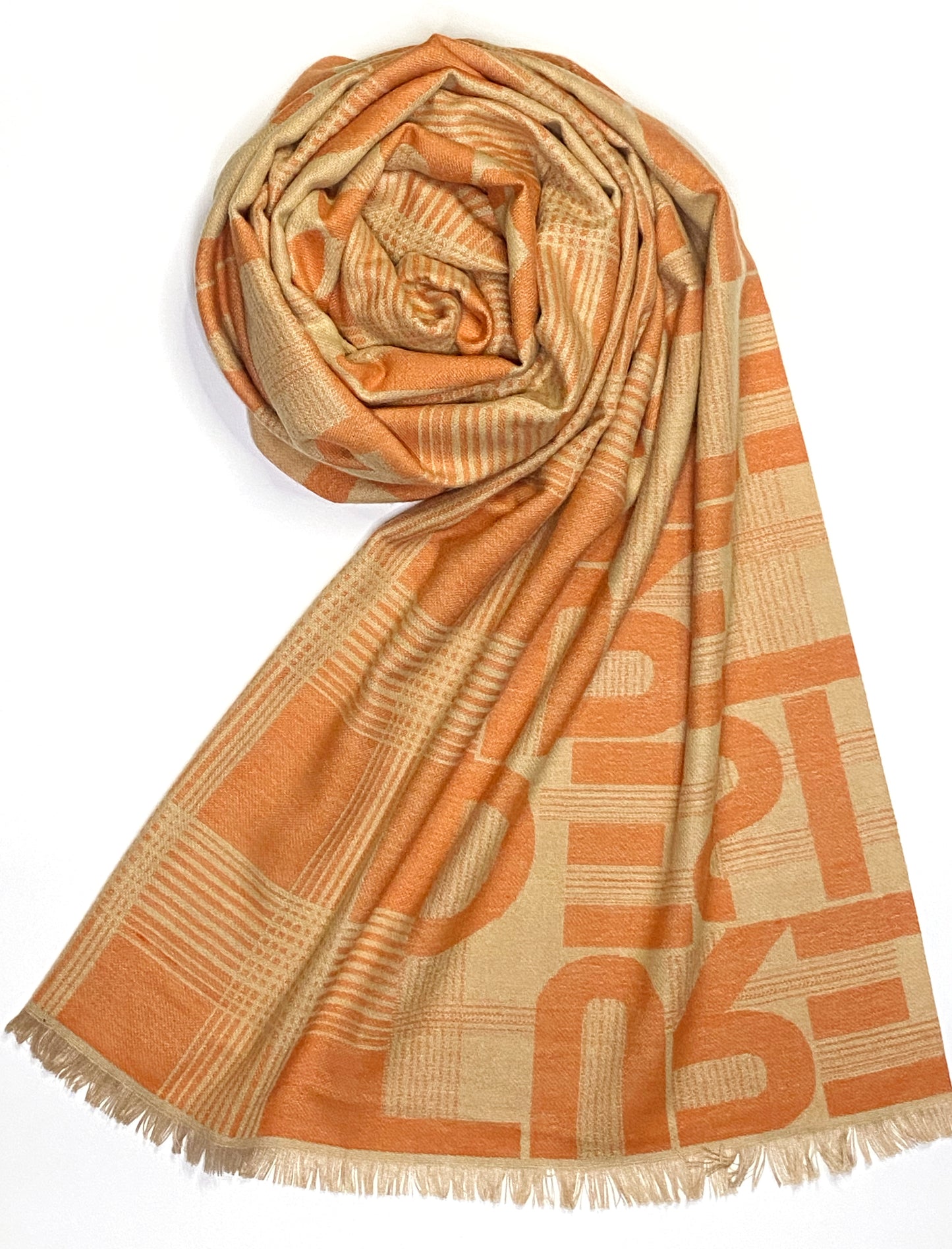 Orange Alphabet Wool Scarf WA-25-003