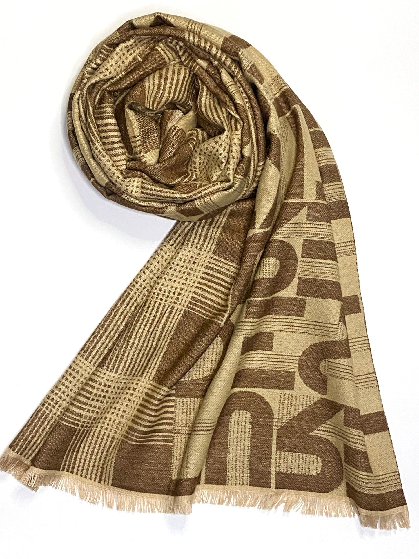 Brown Alphabet Wool Scarf WA-25-004