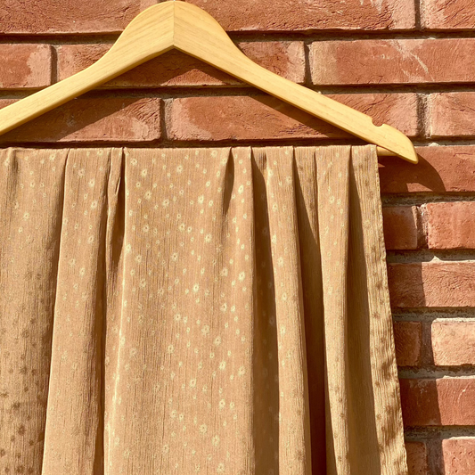 Ochre Brown Printed Silk PS-25-02