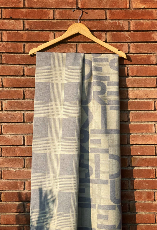 Grey Alphabet Wool Scarf WA-25-005