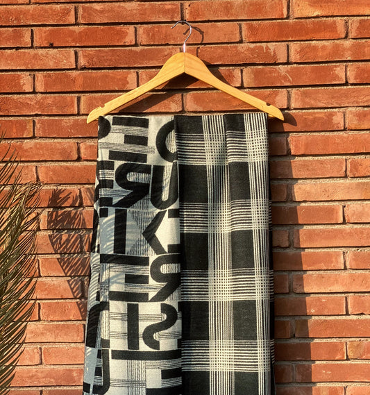 Black Alphabet Wool Scarf WA-25-001