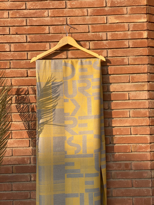 Mustard Alphabet Wool Scarf WA-25-006