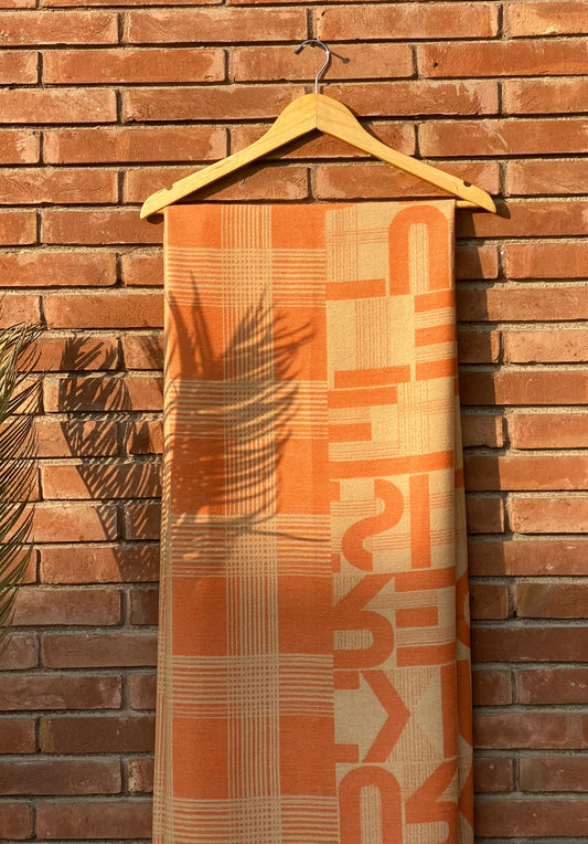 Orange Alphabet Wool Scarf WA-25-003
