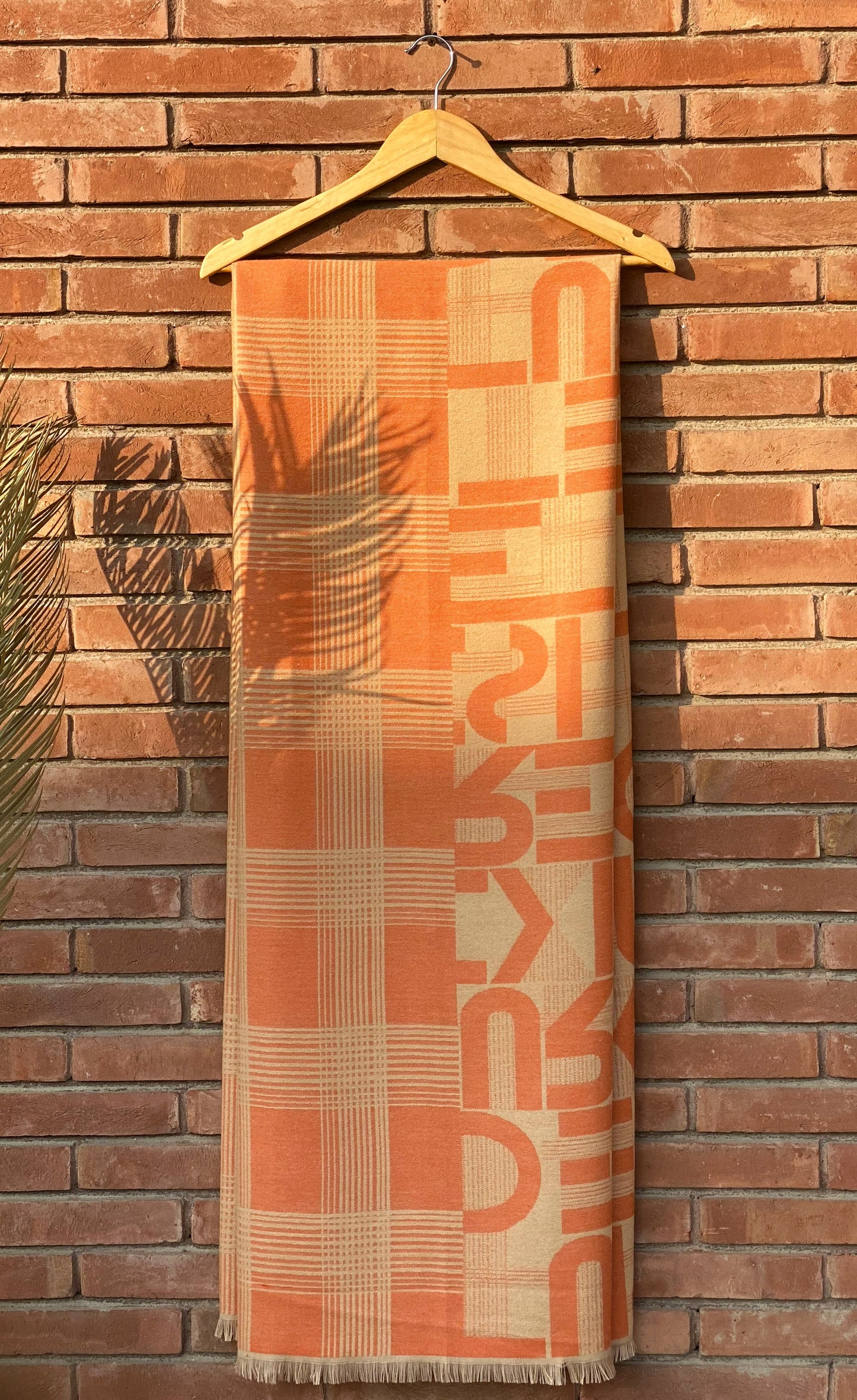 Orange Alphabet Wool Scarf WA-25-003