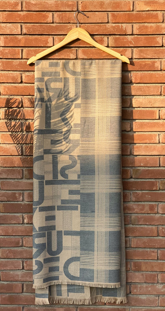 Pale Brown Alphabet Wool Scarf WA-25-007